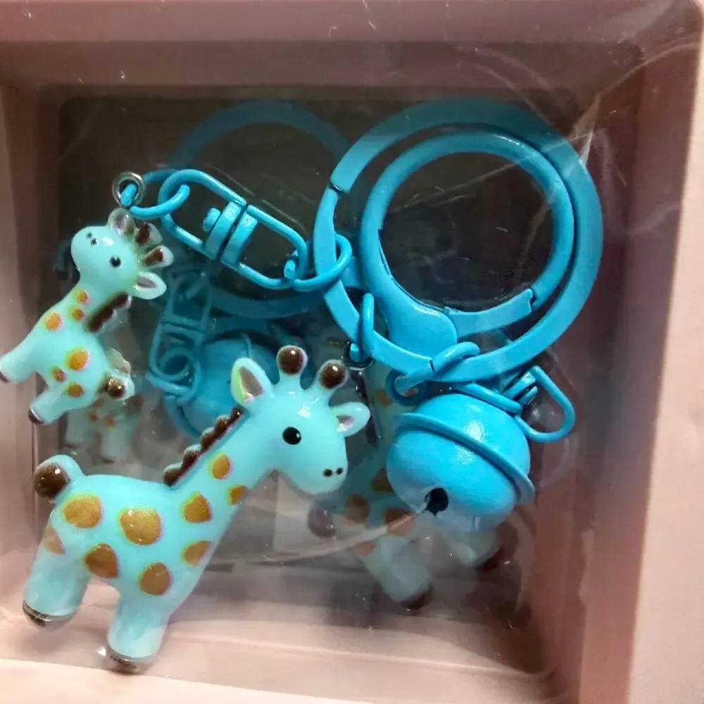 Blue giraffe and Baby Keychain